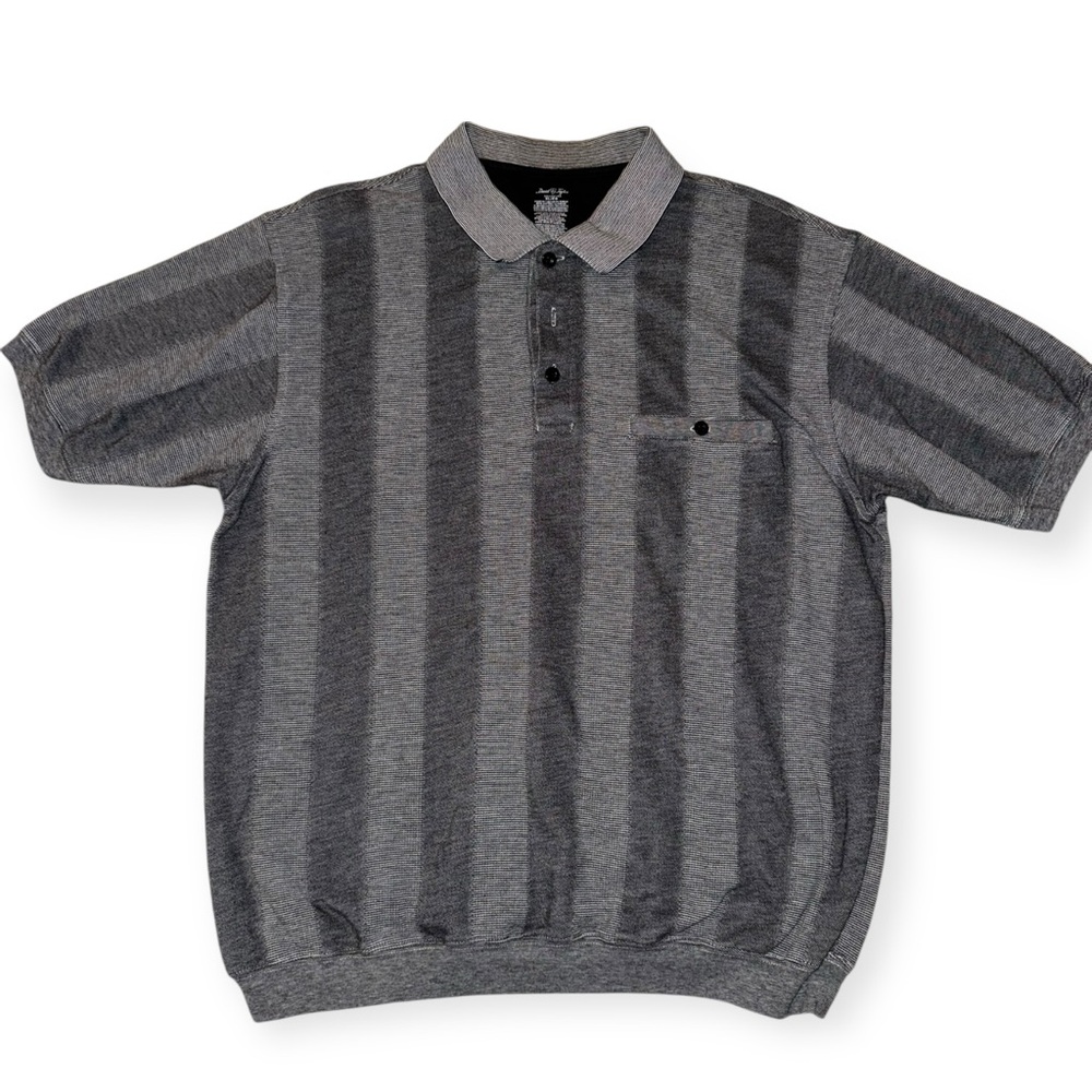 Vintage Gray Striped Polo Shirt